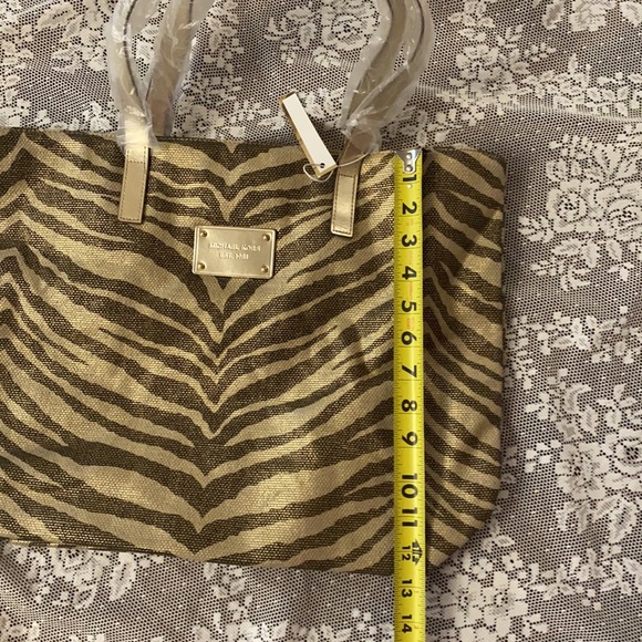 Michael Kors Metallic Zebra Print Tote Purse NEW Animal Print Vegan - Picture 9 of 10